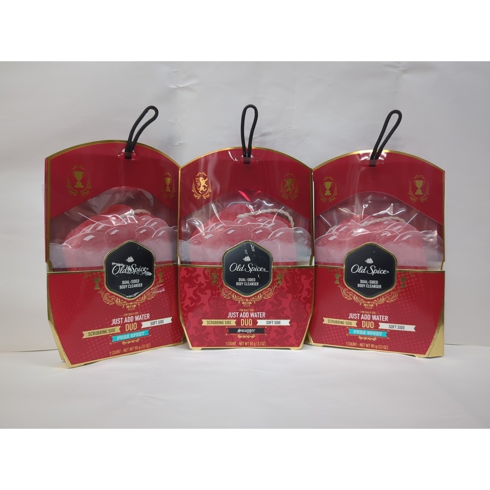 Lot Of 3 New Old Spice Duo 2 Pure Sport & 1 Swagger Dual Sided Body Cleanser